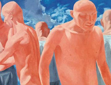 Painting of bald men