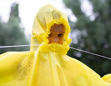 Child in rain coat