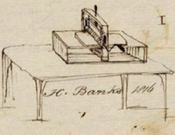Drawing of printing press