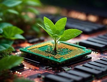 Image of a plant growing out of computer chip