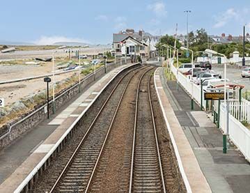 Photo of railway station and signal box tracks