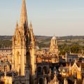 A view of the Oxford skyline at sunset