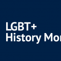 LGBT+ History Month with progress flag.
