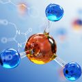 Several glass structures of molecules are suspended in the air: the molecules have a central atom, with four connected ones radiating outwards. Image credit: Shutterstock.