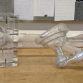 Prototype ventilator parts in workshop