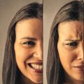 A woman's face showing different moods