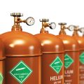 A row of helium gas canisters. Image credit Shutterstock.