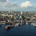 Aerial view of the regional craft port of the city of Manaus, capital of Amazonas, Brazil