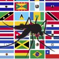 Mosquito over the flags of South America and the Caribbean